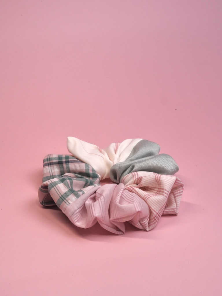 Pink Patchwork Scrunchies